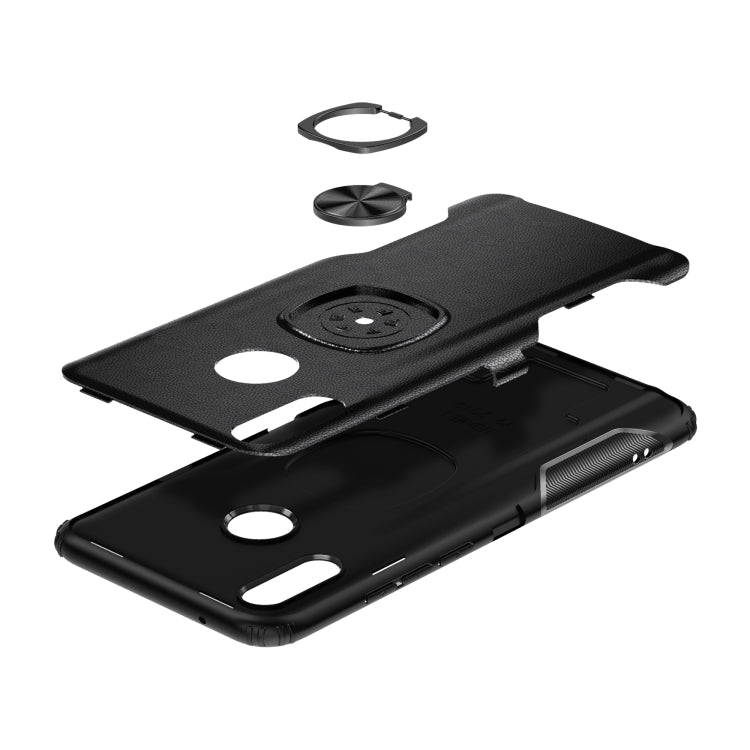 Shockproof Car Magnetic Case with 360 Degree Gold Armor Ring for Huawei Y9 (2019)