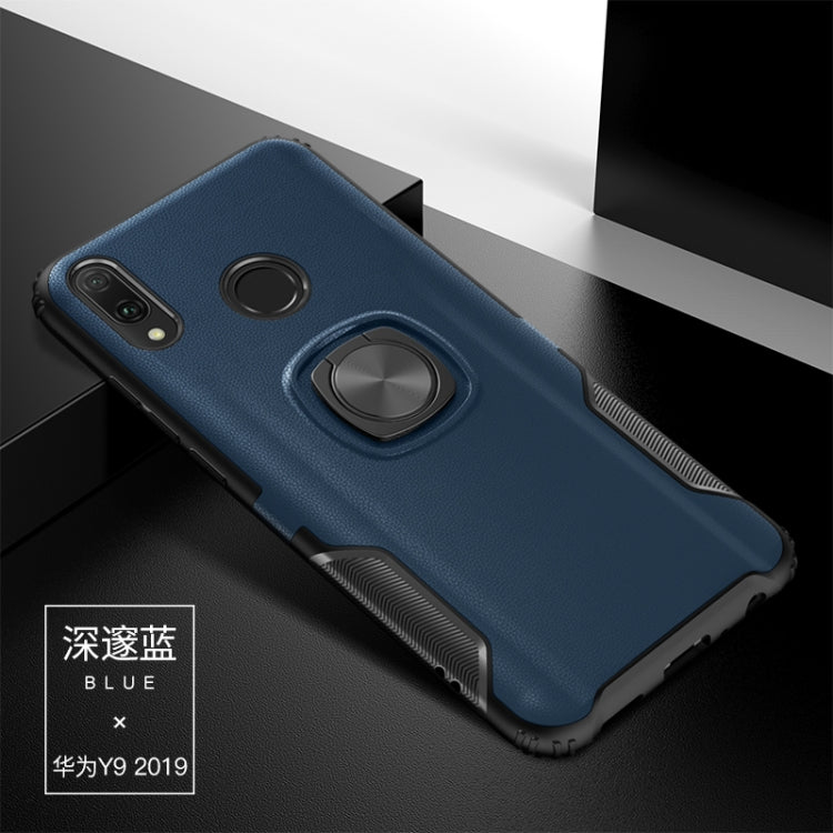 Shockproof Car Magnetic Case with 360 Degree Gold Armor Ring for Huawei Y9 (2019)