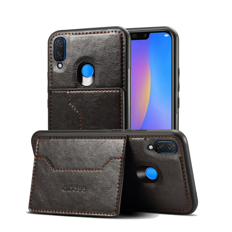 Dibase TPU + PC + PU Crazy Horse Texture Protective Case for Huawei Nova 3, with Holder & Card Slots