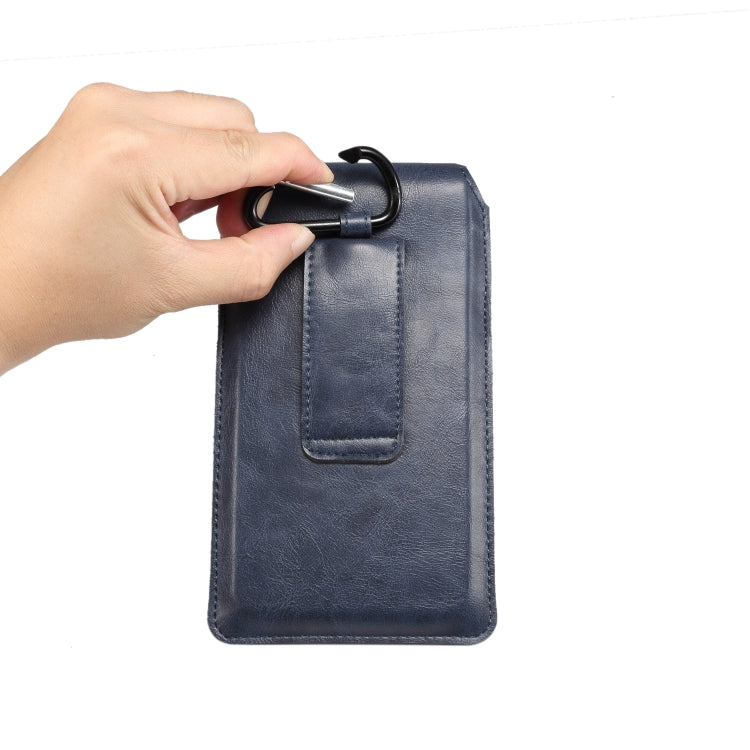 Men Lambskin Texture Multi-functional Universal Mobile Phone Waist Pack Leather Case for 7.2 Inch or Below Smartphones