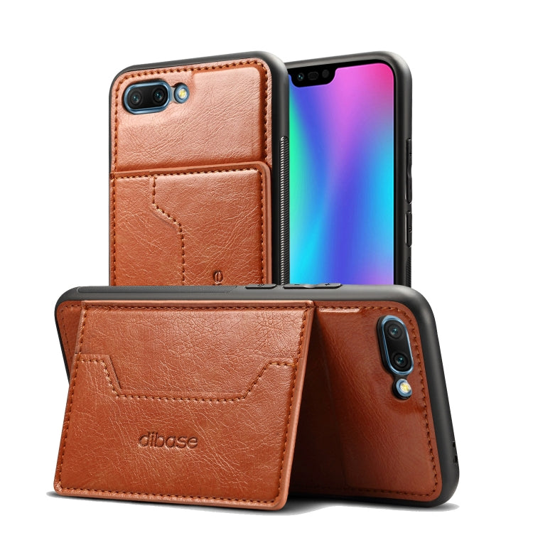 Dibase TPU + PC + PU Crazy Horse Texture Leather Case for Huawei Honor 10, with Holder & Card Slots
