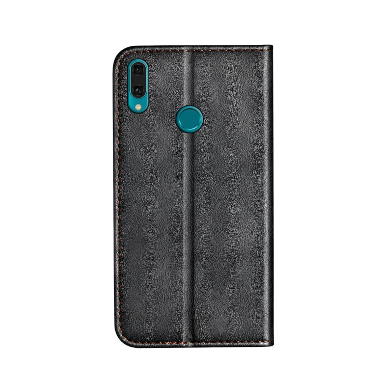 Business Solid Color Stitching Horizontal Flip Leather Case for Huawei Y9ï¼ˆ2019ï¼‰, with Holder & Card Slots & Wallet & Lanyard