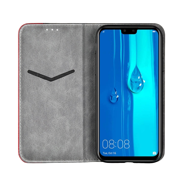 Business Solid Color Stitching Horizontal Flip Leather Case for Huawei Y9ï¼ˆ2019ï¼‰, with Holder & Card Slots & Wallet & Lanyard