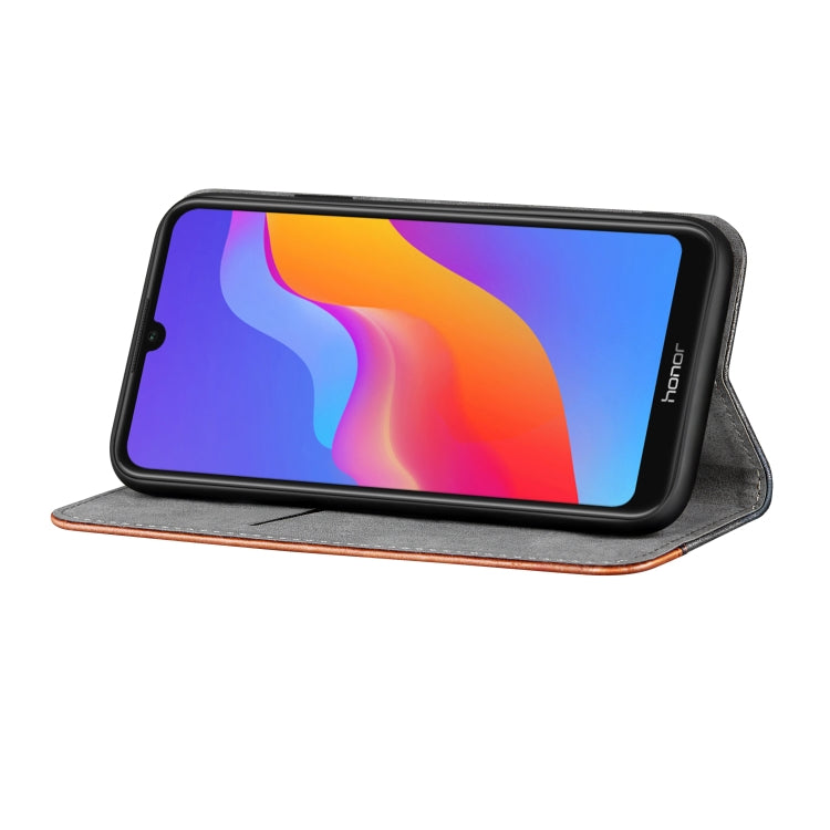 Business Solid Color Stitching Horizontal Flip Leather Case for Huawei Honor Play 8A, with Holder & Card Slots & Wallet & Lanyard