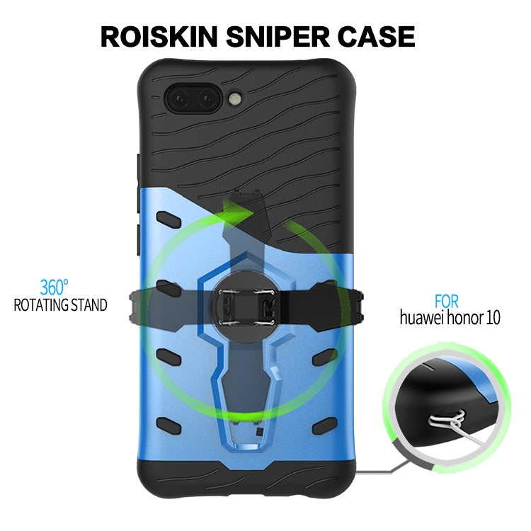 PC + TPU Dropproof Sniper Hybrid Case for Huawei Honor 10, with 360 Degree Rotation Holder
