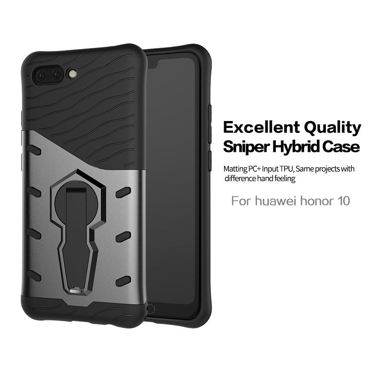 PC + TPU Dropproof Sniper Hybrid Case for Huawei Honor 10, with 360 Degree Rotation Holder