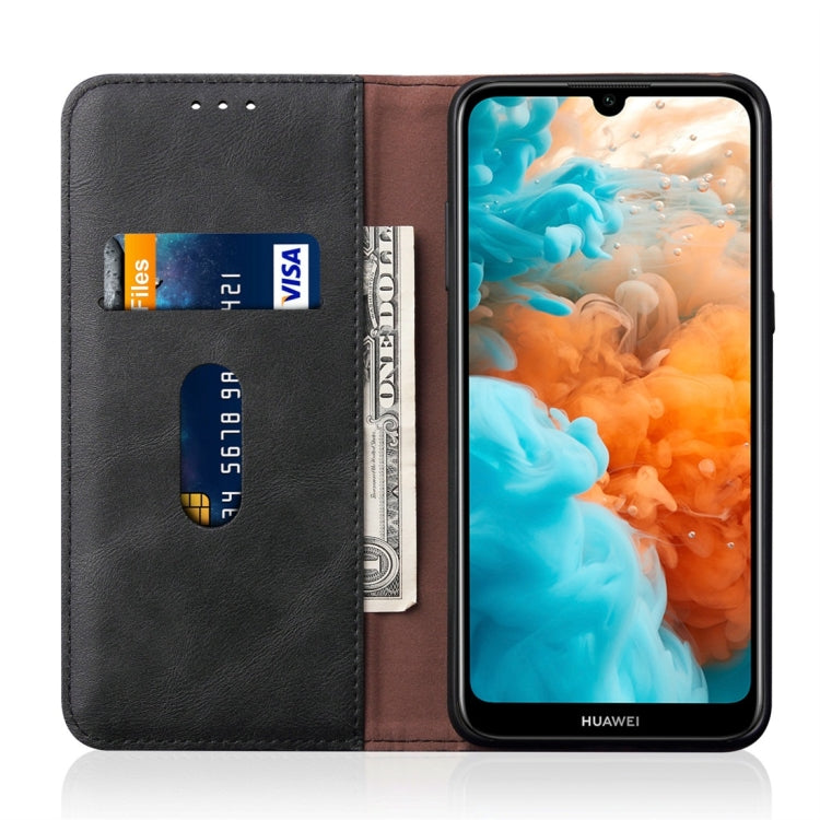 Casual Style Retro Crazy Horse Texture Horizontal Flip Leather Case for Huawei Y6 Pro / Enjoy 9e, with Card Slots & Holder & Wallet