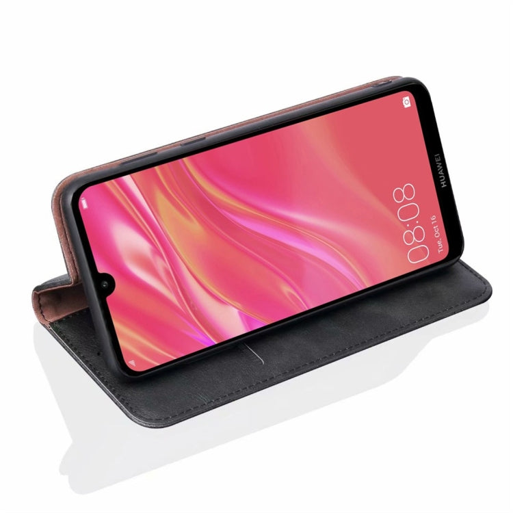 Casual Style Retro Crazy Horse Texture Horizontal Flip Leather Case for Huawei Y7 (2019), with Card Slots & Holder & Wallet