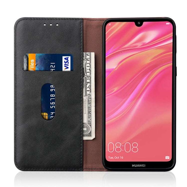 Casual Style Retro Crazy Horse Texture Horizontal Flip Leather Case for Huawei Y7 (2019), with Card Slots & Holder & Wallet