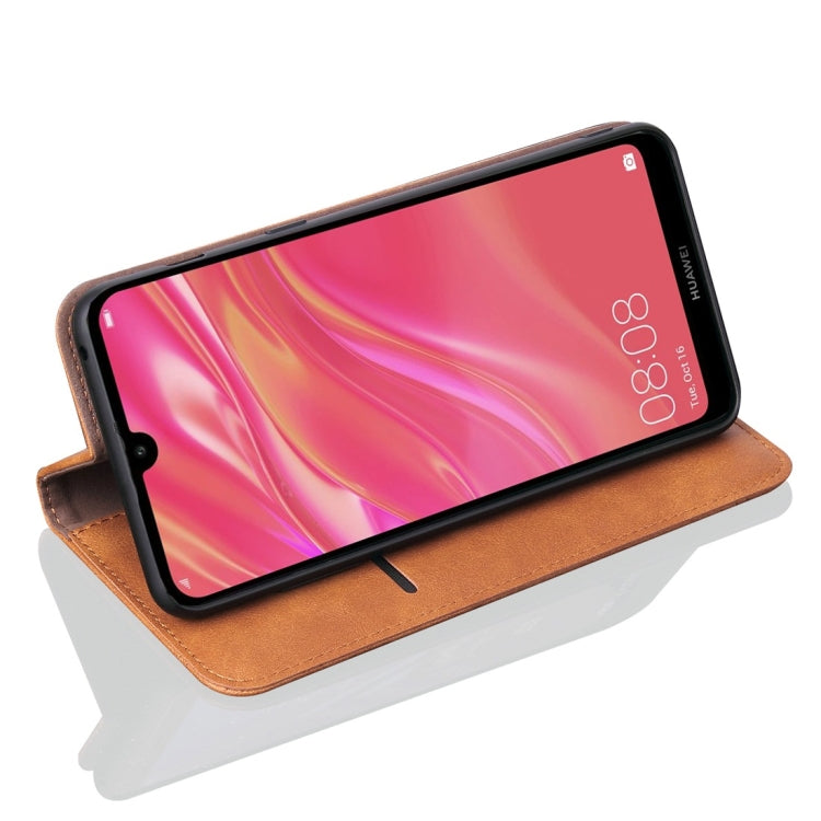 Casual Style Retro Crazy Horse Texture Horizontal Flip Leather Case for Huawei Y7 (2019), with Card Slots & Holder & Wallet