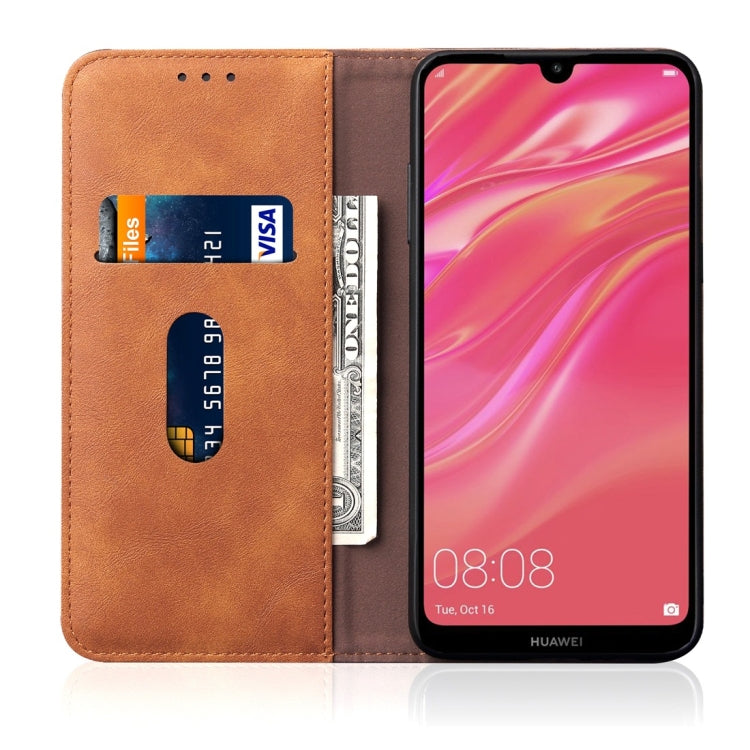 Casual Style Retro Crazy Horse Texture Horizontal Flip Leather Case for Huawei Y7 (2019), with Card Slots & Holder & Wallet