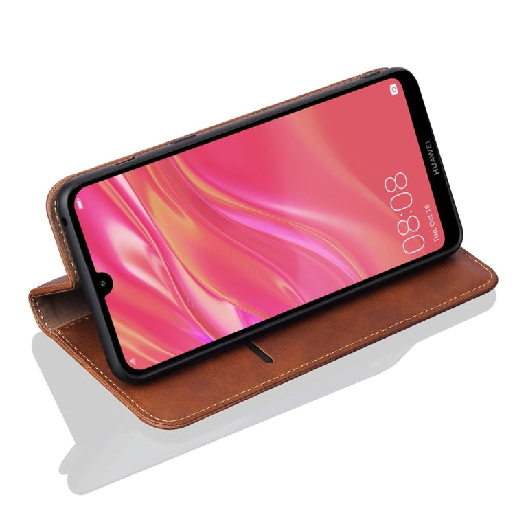 Casual Style Retro Crazy Horse Texture Horizontal Flip Leather Case for Huawei Y7 Pro (2019) / Enjoy 9, with Card Slots & Holder & Wallet