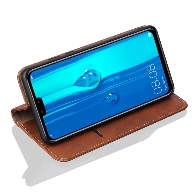 Casual Style Retro Crazy Horse Texture Horizontal Flip Leather Case for Huawei Y9 (2019) / Enjoy 9 Plus, with Card Slots & Holder & Wallet