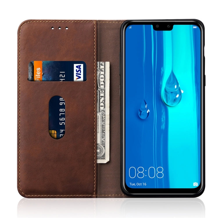 Casual Style Retro Crazy Horse Texture Horizontal Flip Leather Case for Huawei Y9 (2019) / Enjoy 9 Plus, with Card Slots & Holder & Wallet