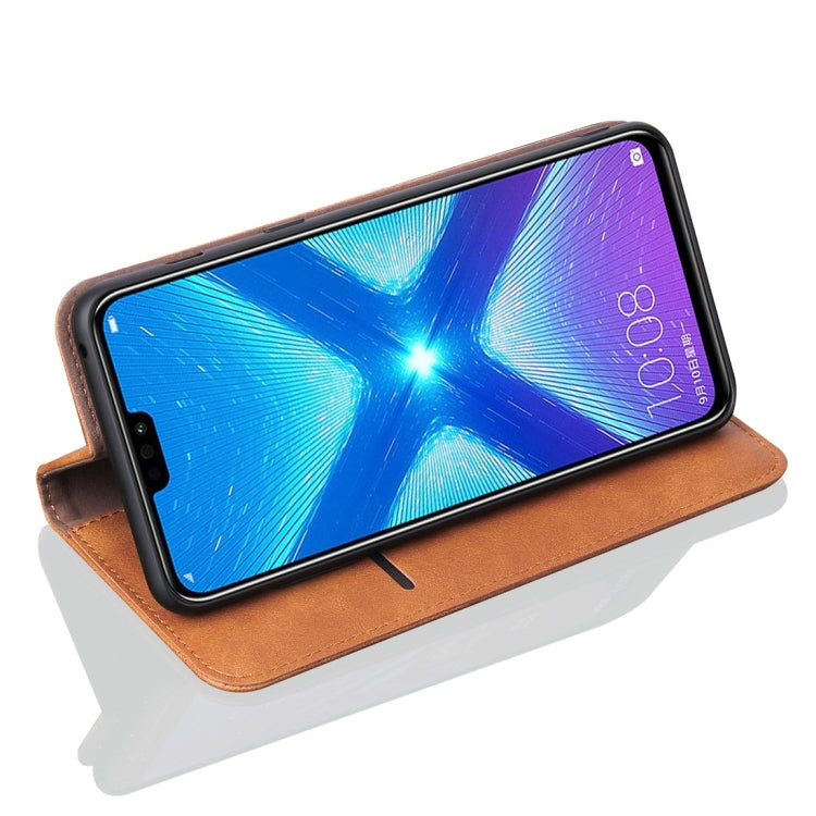 Casual Style Retro Crazy Horse Texture Horizontal Flip Leather Case for Huawei Honor 8X, with Card Slots & Holder & Wallet