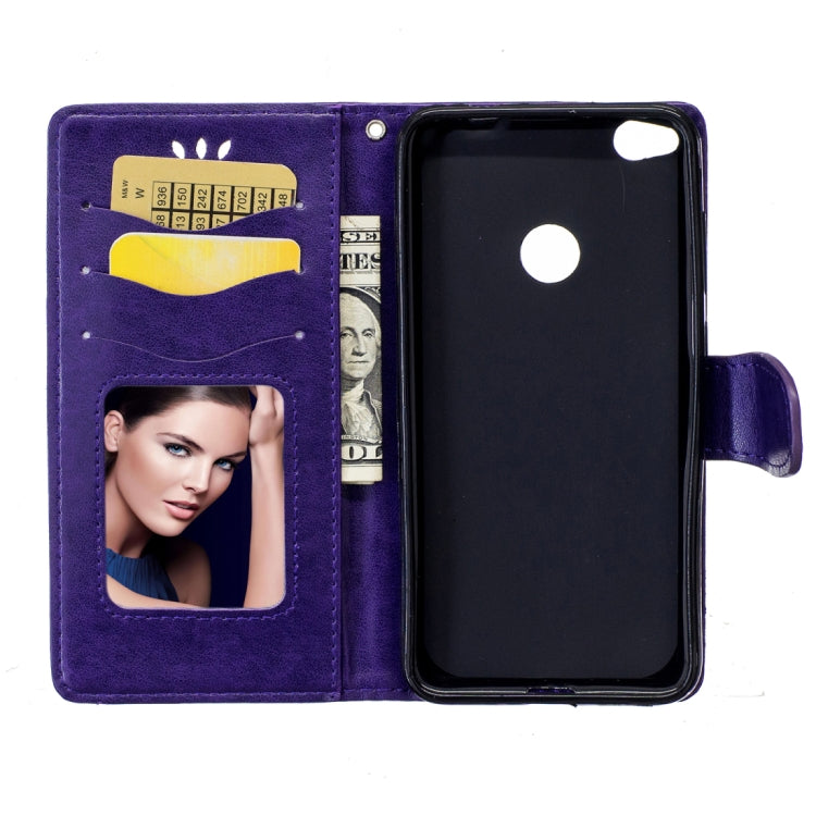 For Huawei P8 lite (2017) Pressed Flowers Butterfly Love Pattern Horizontal Flip Leather Case with Holder & Card Slots & Wallet & Lanyard