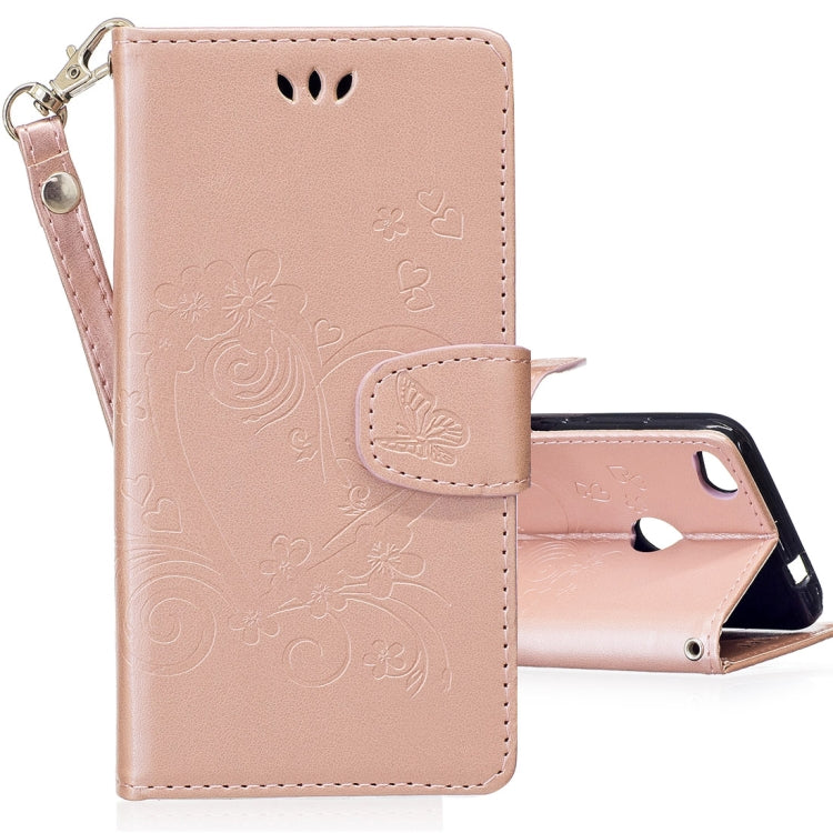 For Huawei P8 lite (2017) Pressed Flowers Butterfly Love Pattern Horizontal Flip Leather Case with Holder & Card Slots & Wallet & Lanyard