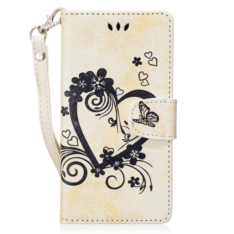 For Huawei P8 lite (2017) Pressed Flowers Butterfly Love Pattern Horizontal Flip Leather Case with Holder & Card Slots & Wallet & Lanyard