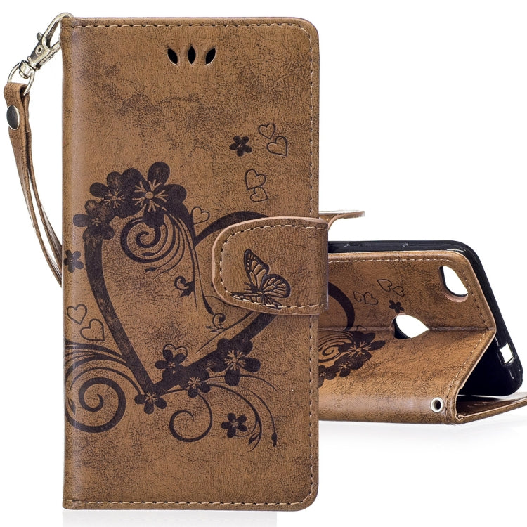 For Huawei P8 lite (2017) Pressed Flowers Butterfly Love Pattern Horizontal Flip Leather Case with Holder & Card Slots & Wallet & Lanyard