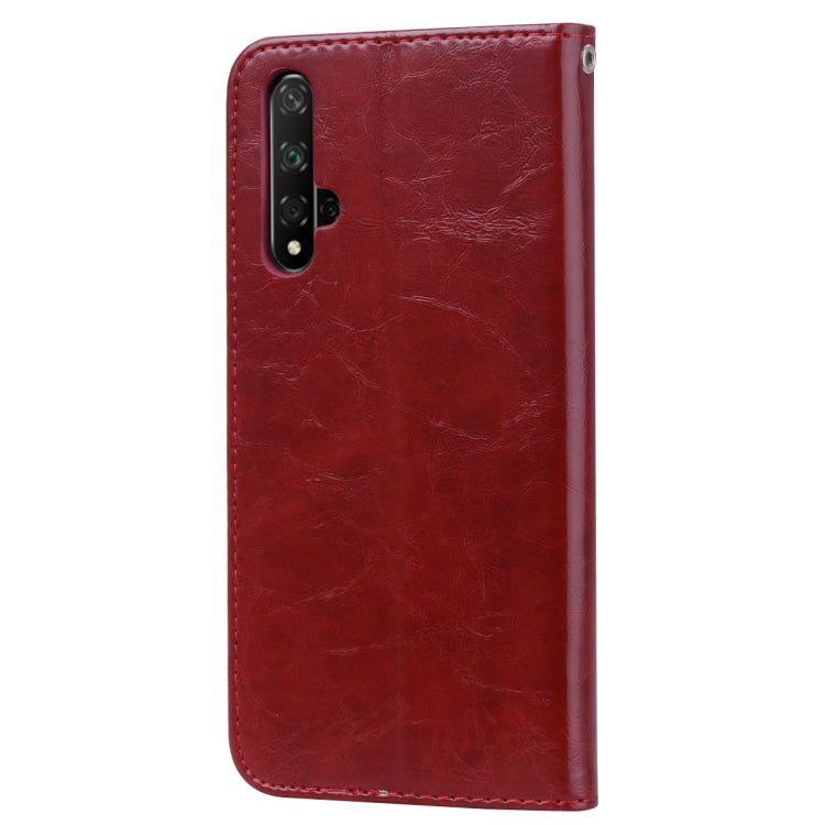 Business Style Oil Wax Texture Horizontal Flip Leather Case for Huawei Honor 20, with Holder & Card Slots & Wallet