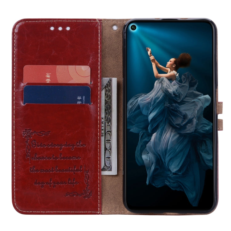 Business Style Oil Wax Texture Horizontal Flip Leather Case for Huawei Honor 20, with Holder & Card Slots & Wallet