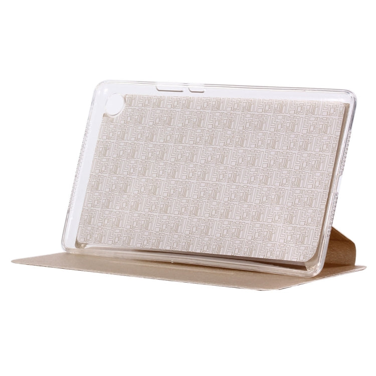 For Huawei MediaPad M5 8.4 inch Silk Texture Horizontal Flip PU Leather Case with Holder(Gold)