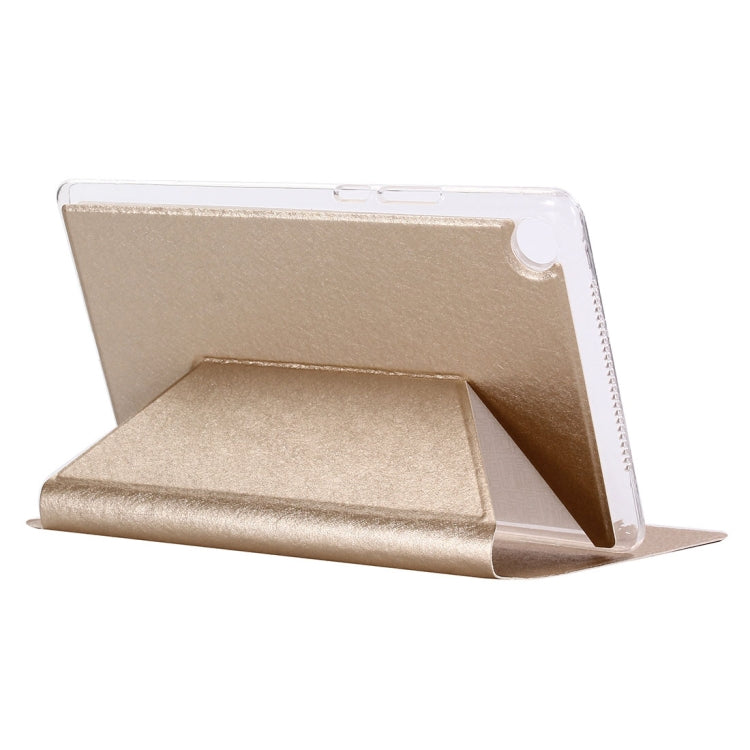 For Huawei MediaPad M5 8.4 inch Silk Texture Horizontal Flip PU Leather Case with Holder(Gold)
