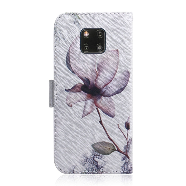 Magnolia Flower Pattern Coloured Drawing Horizontal Flip Leather Case for Huawei Mate 20 Pro, with Holder & Card Slots & Wallet
