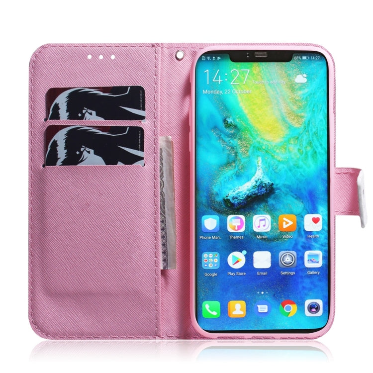 Magnolia Flower Pattern Coloured Drawing Horizontal Flip Leather Case for Huawei Mate 20 Pro, with Holder & Card Slots & Wallet