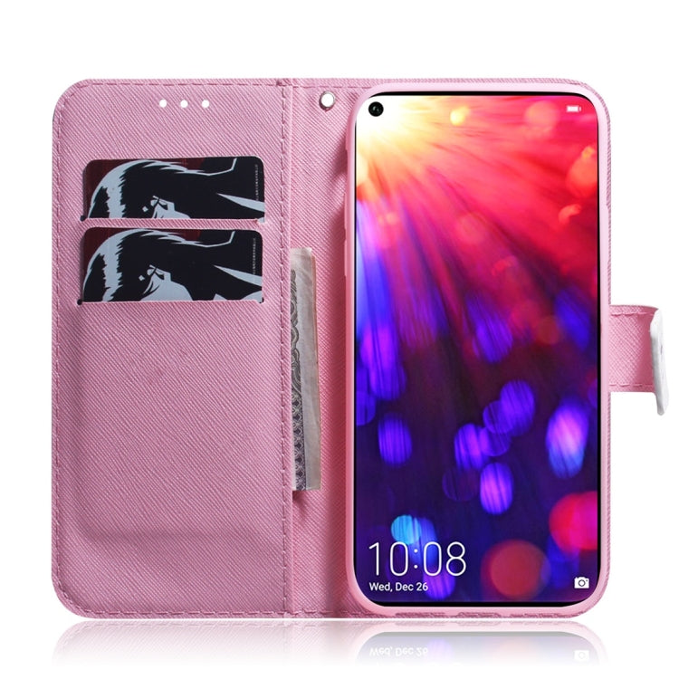Magnolia Flower Pattern Coloured Drawing Horizontal Flip Leather Case for Huawei Honor View 20, with Holder & Card Slots & Wallet