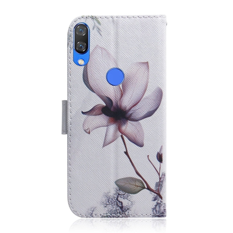 Magnolia Flower Pattern Coloured Drawing Horizontal Flip Leather Case for Huawei Nova 3, with Holder & Card Slots & Wallet
