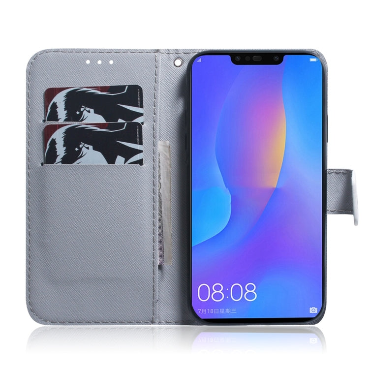 Apricot Flower Pattern Coloured Drawing Horizontal Flip Leather Case for Huawei P Smart+ 2019 / Nova 3i, with Holder & Card Slots & Wallet