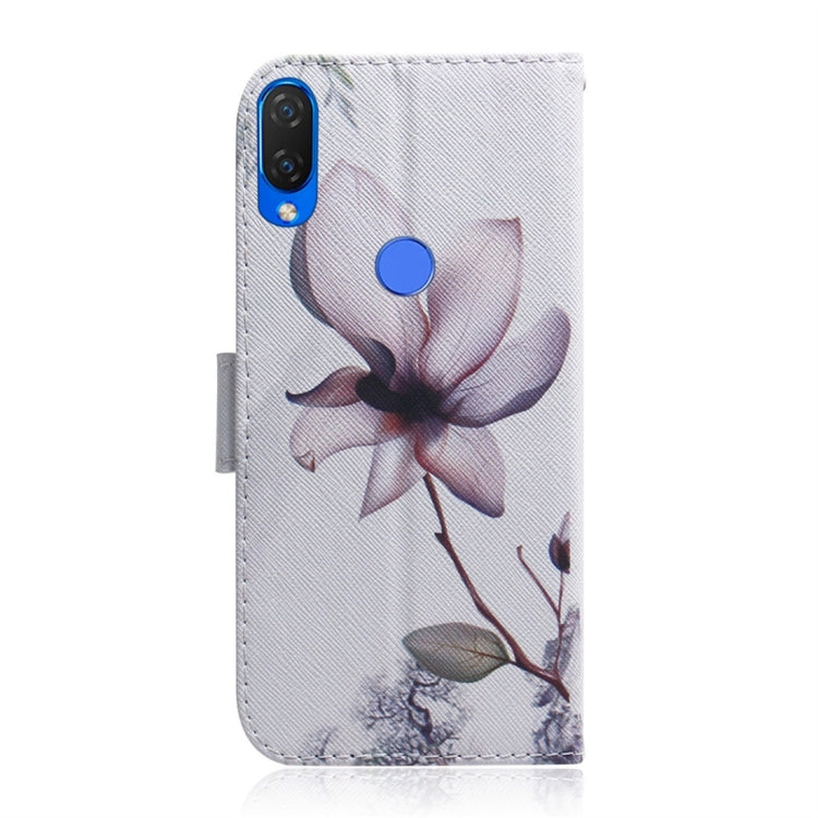 Magnolia Flower Pattern Coloured Drawing Horizontal Flip Leather Case for Huawei P Smart+ 2019 / Nova 3i, with Holder & Card Slots & Wallet