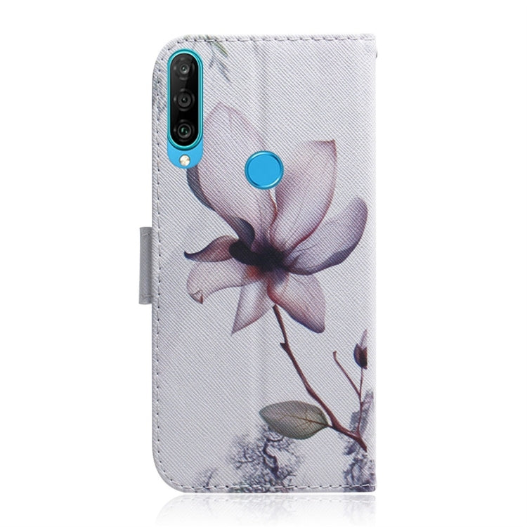 Magnolia Flower Pattern Coloured Drawing Horizontal Flip Leather Case for Huawei P30 Lite / Nova 4e, with Holder & Card Slots & Wallet