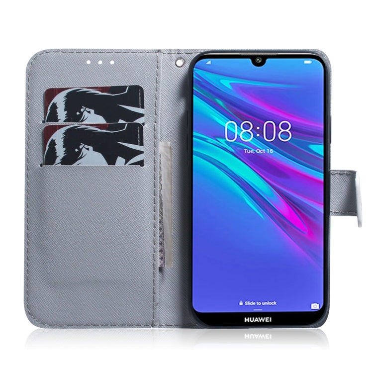 Apricot Flower Pattern Coloured Drawing Horizontal Flip Leather Case for Huawei Y6 (2019), with Holder & Card Slots & Wallet