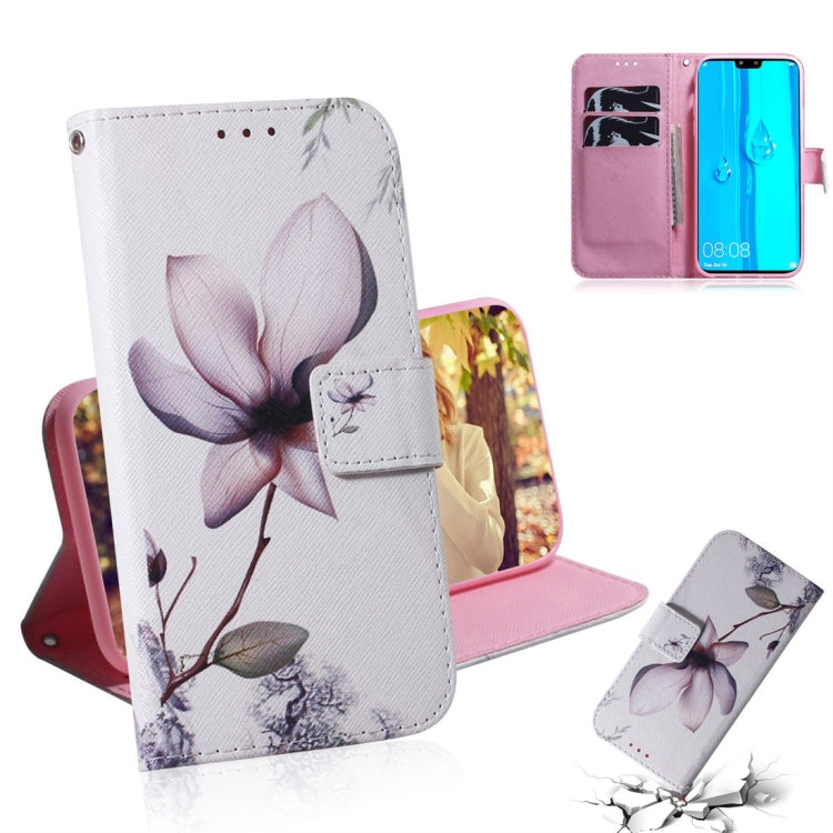 Magnolia Flower Pattern Coloured Drawing Horizontal Flip Leather Case for Huawei Y9 (2019) / Enjoy 9 Plus, with Holder & Card Slots & Wallet