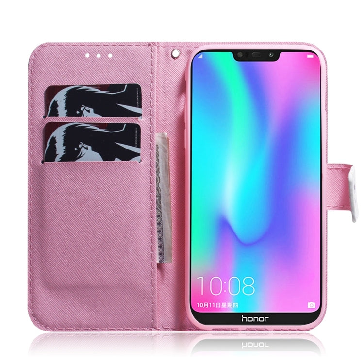 Magnolia Flower Pattern Coloured Drawing Horizontal Flip Leather Case for Huawei Honor 8C, with Holder & Card Slots & Wallet