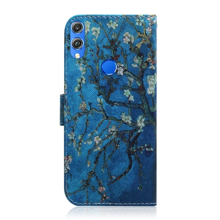 Apricot Flower Pattern Coloured Drawing Horizontal Flip Leather Case for Huawei Honor 8X, with Holder & Card Slots & Wallet