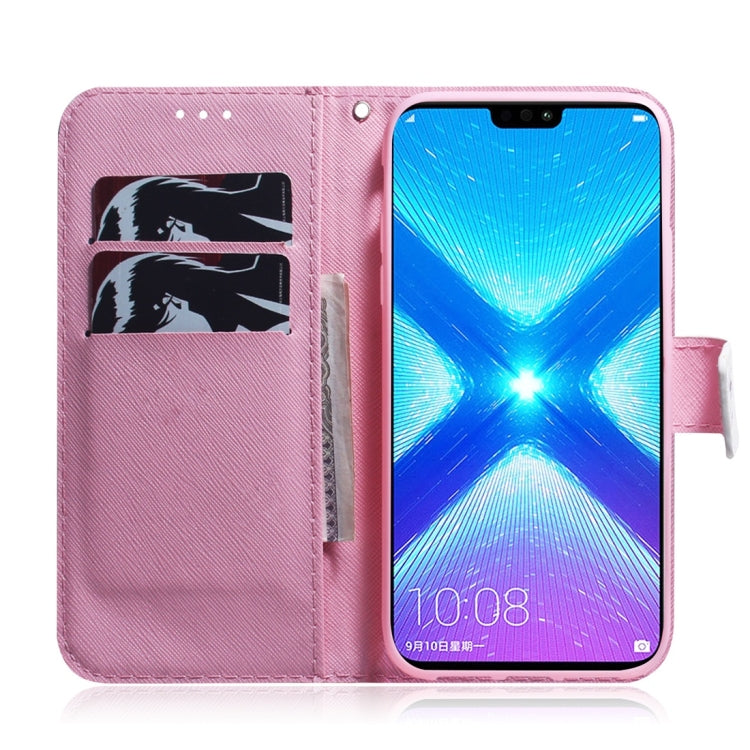 Magnolia Flower Pattern Coloured Drawing Horizontal Flip Leather Case for Huawei Honor 8X, with Holder & Card Slots & Wallet