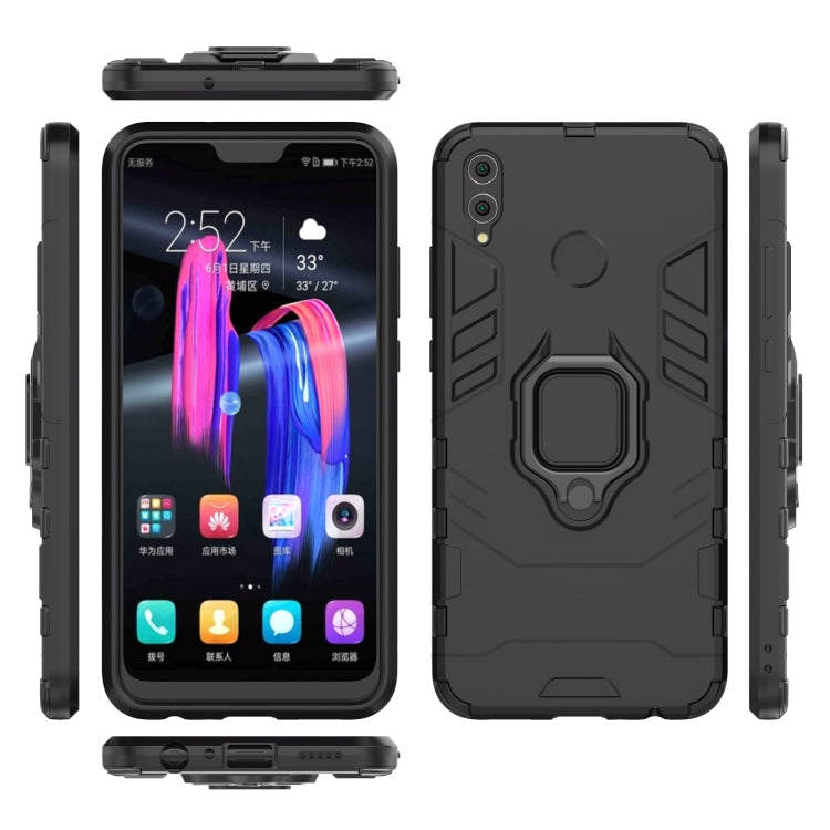 PC + TPU Shockproof Protective Case for Huawei Honor 8X, with Magnetic Ring Holder(Black)
