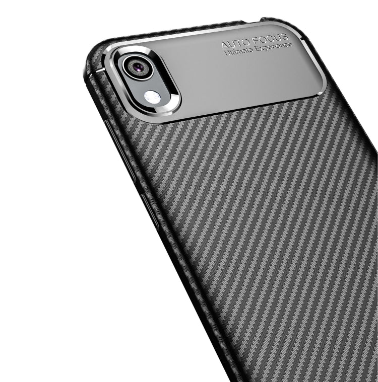 Carbon Fiber Texture Shockproof TPU Case for Huawei Honor 8S (Brown)
