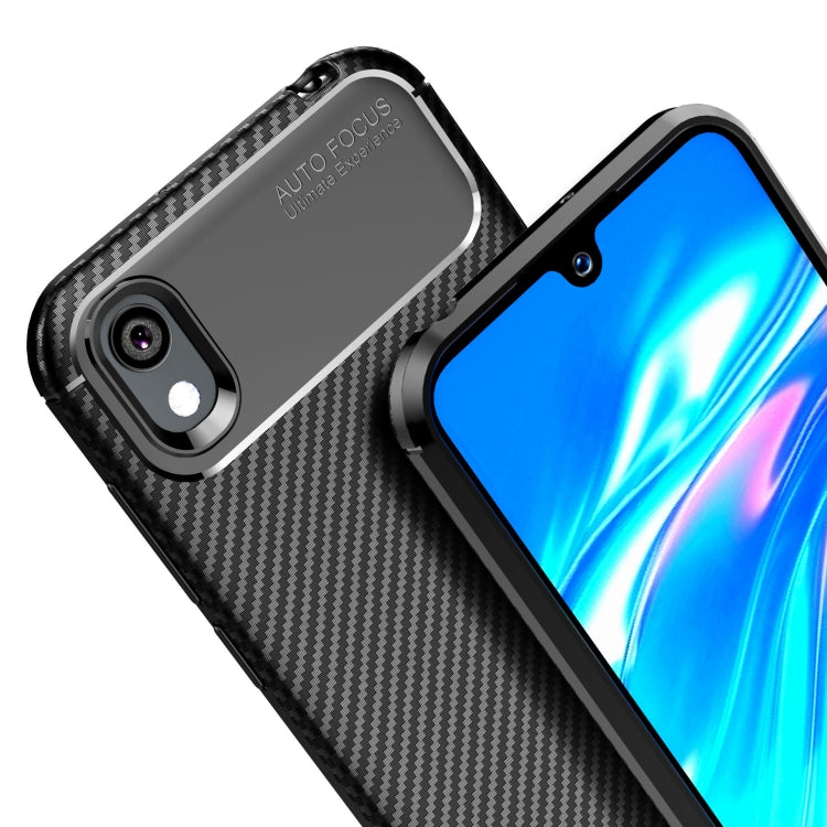 Carbon Fiber Texture Shockproof TPU Case for Huawei Honor 8S (Brown)