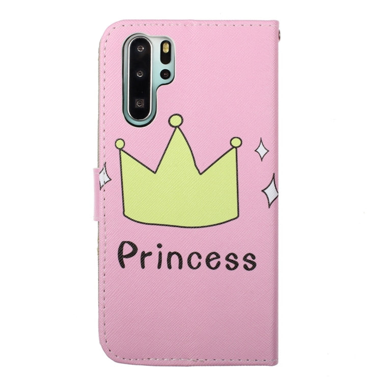 Crown Pattern Colored Drawing Horizontal Flip Leather Case for Huawei P30 Pro, with Holder & Card Slots & Wallet & Lanyard