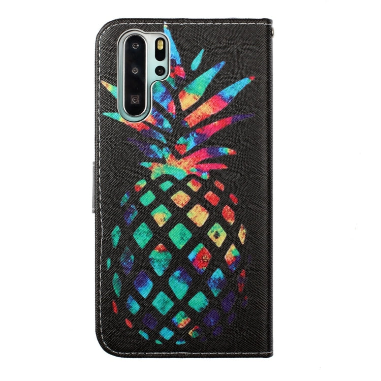Colorful Pineapple Pattern Colored Drawing Horizontal Flip Leather Case for Huawei P30 Pro, with Holder & Card Slots & Wallet & Lanyard