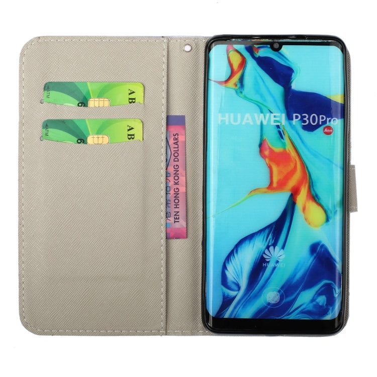 Colorful Pineapple Pattern Colored Drawing Horizontal Flip Leather Case for Huawei P30 Pro, with Holder & Card Slots & Wallet & Lanyard