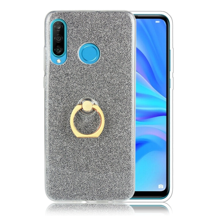 Glittery Powder Shockproof TPU Protective Case for Huawei P30 Lite, with 360 Degree Rotation Ring Holder