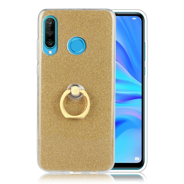 Glittery Powder Shockproof TPU Protective Case for Huawei P30 Lite, with 360 Degree Rotation Ring Holder