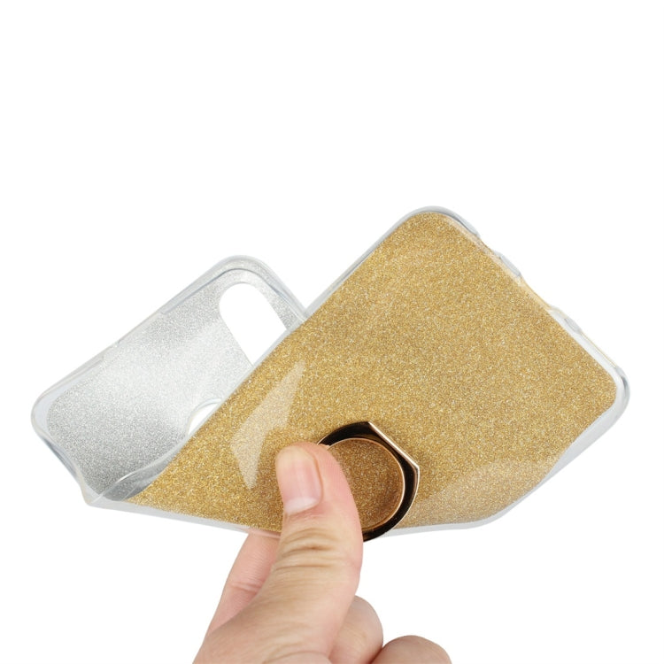 Glittery Powder Shockproof TPU Protective Case for Huawei P30 Lite, with 360 Degree Rotation Ring Holder