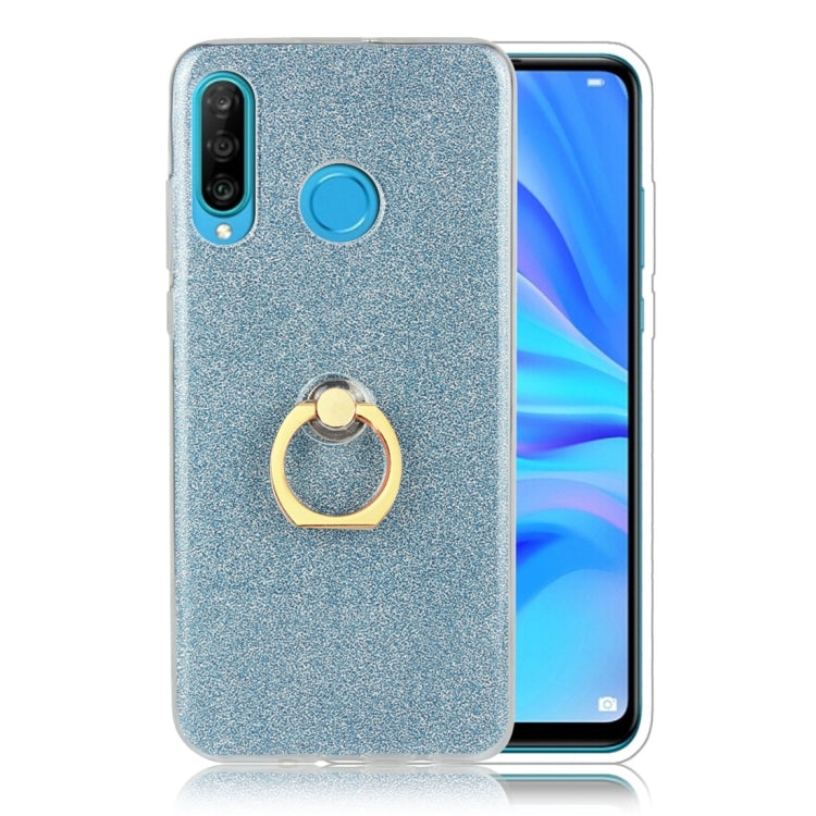 Glittery Powder Shockproof TPU Protective Case for Huawei P30 Lite, with 360 Degree Rotation Ring Holder