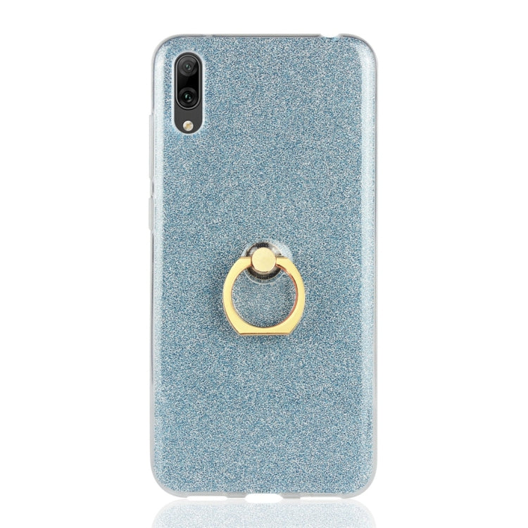 Glittery Powder Shockproof TPU Protective Case for Huawei Enjoy 9, with 360 Degree Rotation Ring Holder